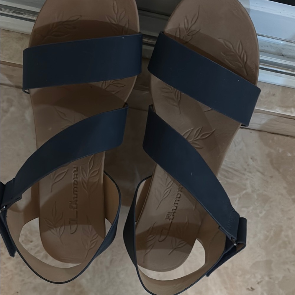 Women's Navy Strappy Leather Sandals